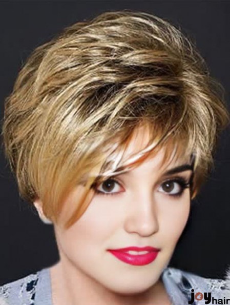 Blonde Cropped Wavy Layered Capless Wig