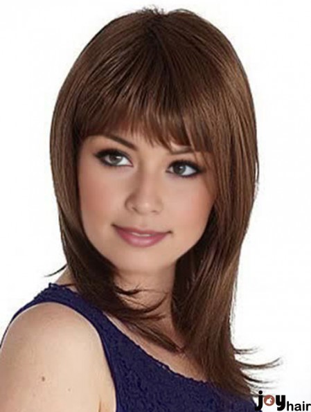 Shoulder Length With Bangs Straight Auburn Incredible Synthetic Wigs