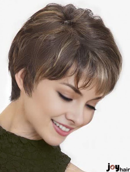 Boycuts Brown Straight 4 inch Lace Wigs