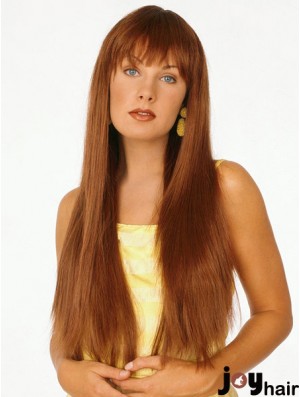 Good Auburn Straight With Bangs Capless Long Wigs