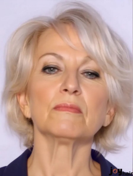 Cheap Grey Wigs Remy Human Grey Cut Wavy Style Short Length